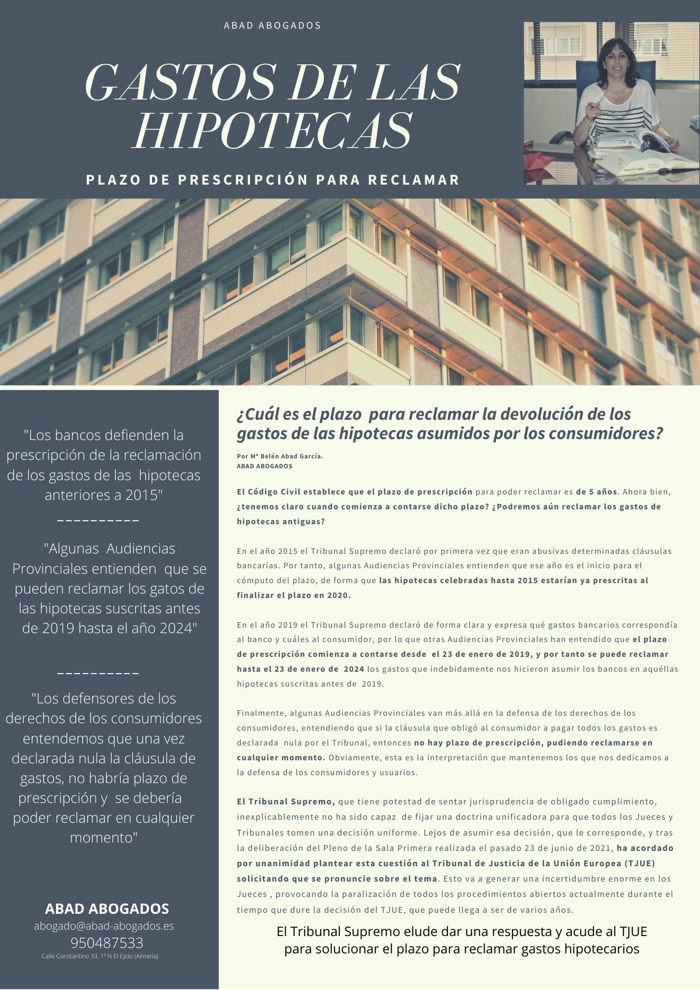 ¿Cuál es el plazo para reclamar los gastos hipotecarios?